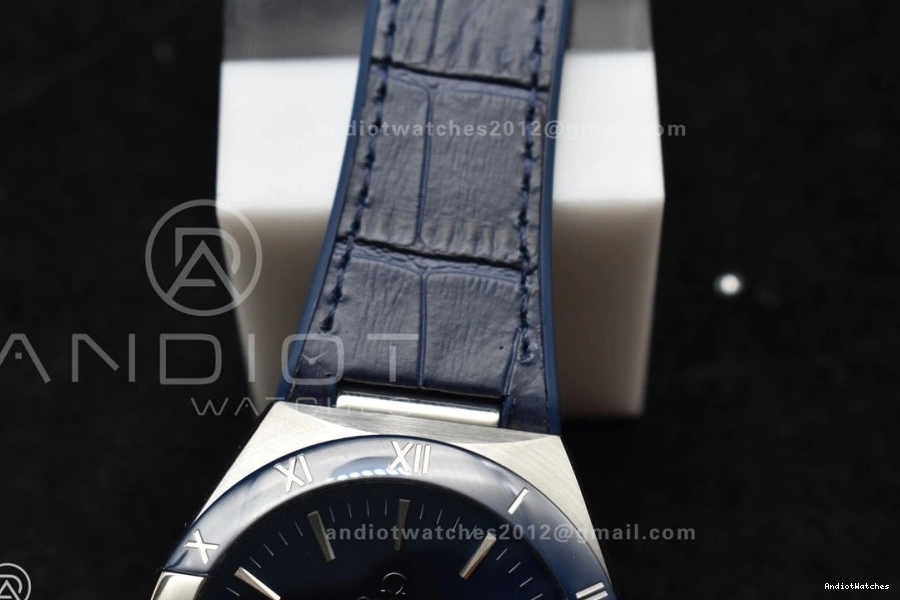 Clone Strap Gummy SS Blue Ceramic Blue 546 A8900 Blue Breathable on 1:1 Constellation VSF Super Edition Dial Best 0217